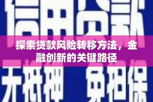 南头探索贷款风险转移方法，金融创新的关键路径
