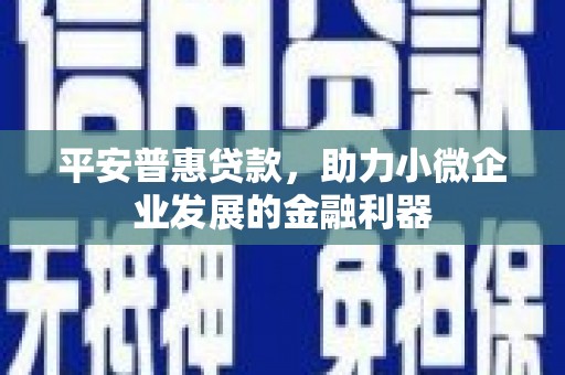 南头平安普惠贷款，助力小微企业发展的金融利器