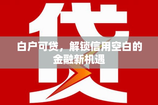 南头白户可贷，解锁信用空白的金融新机遇