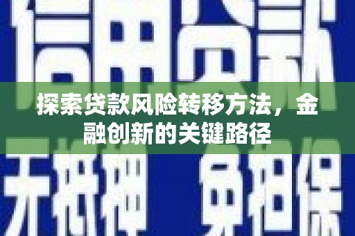 南头探索贷款风险转移方法，金融创新的关键路径