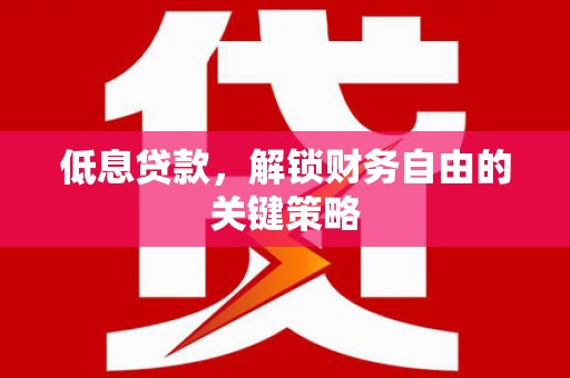 南头低息贷款，解锁财务自由的关键策略