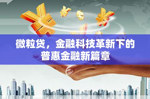 南头微粒贷，金融科技革新下的普惠金融新篇章