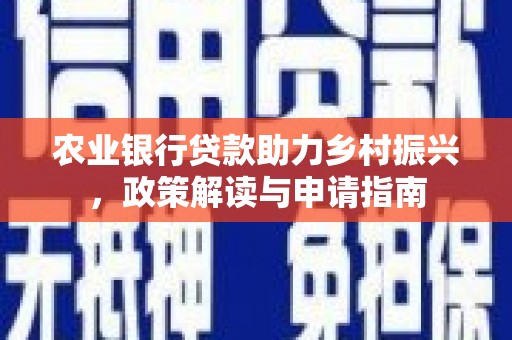 南头农业银行贷款助力乡村振兴，政策解读与申请指南